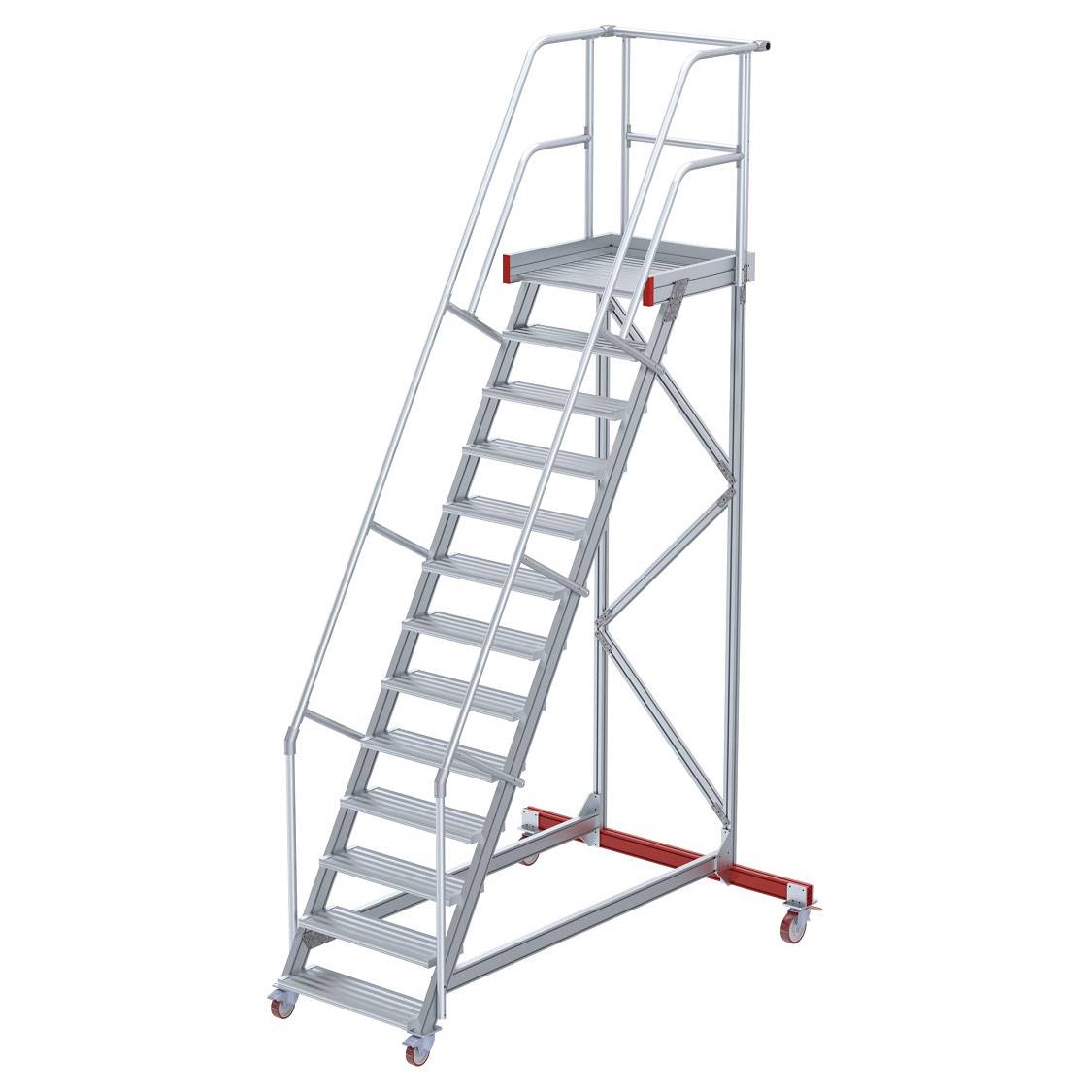 Euroline 513 Wartungsbühne 60° 1000mm Stufenbreite 13 Stufen Alu gerieft