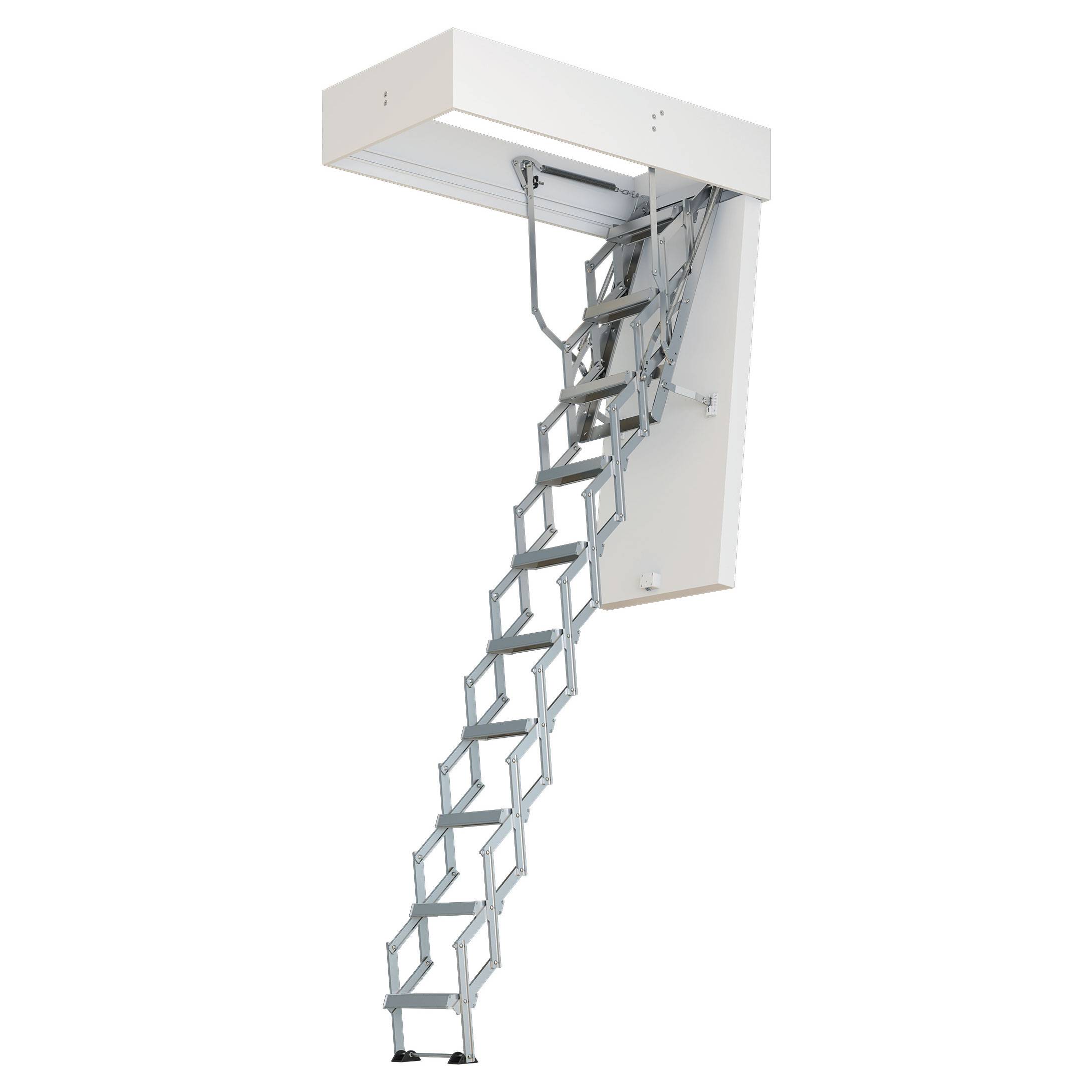Dolle Bodentreppe clickFIX® vario 110x60cm Aluminium-Scherentreppe 320–355 cm Raumhöhe mit U-Wert 0,49