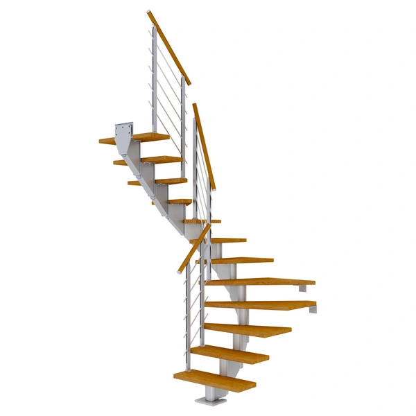 Dolle Mittelholmtreppe Hamburg 1/2 gewendelt Eiche, geölt 85 cm breit für GH 222 – 258 cm UK Metall Perlgrau mit Geländer Dolle Mittelholmtreppe Hamburg 1/2 gewendelt Eiche, geölt 85 cm breit für GH 222 – 258 cm UK Metall Perlgrau mit Geländer