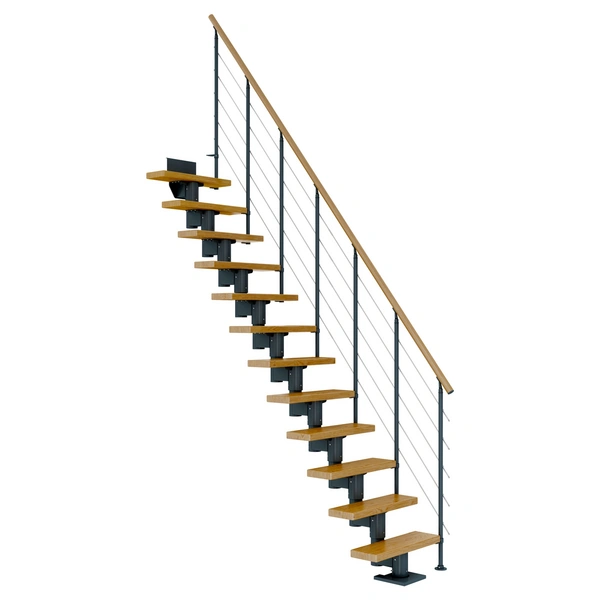 Dolle Mittelholmtreppe Dublin Gerade aus Eiche lackiert 71 cm breit für GH 222–270 cm UK Metall Anthrazit mitlaufende Edelstahlstäbe Dolle Mittelholmtreppe Dublin Gerade aus Eiche lackiert 71 cm breit für GH 222–270 cm UK Metall Anthrazit mitlaufende Edelstahlstäbe