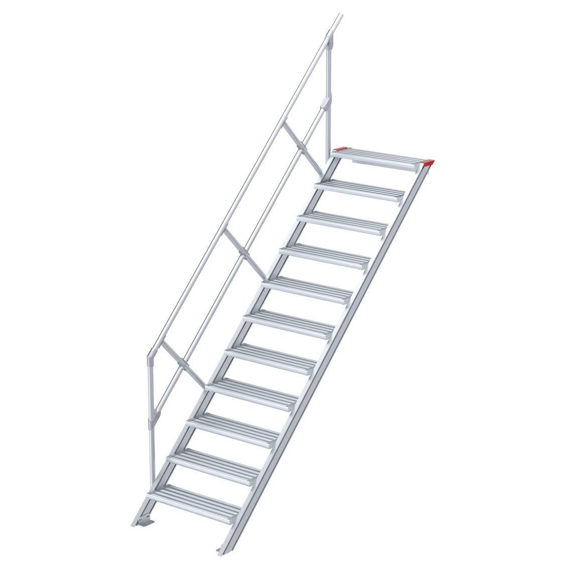 Euroline 510 Treppe 45° 600mm Stufenbreite 11 Stufen Alu gerieft