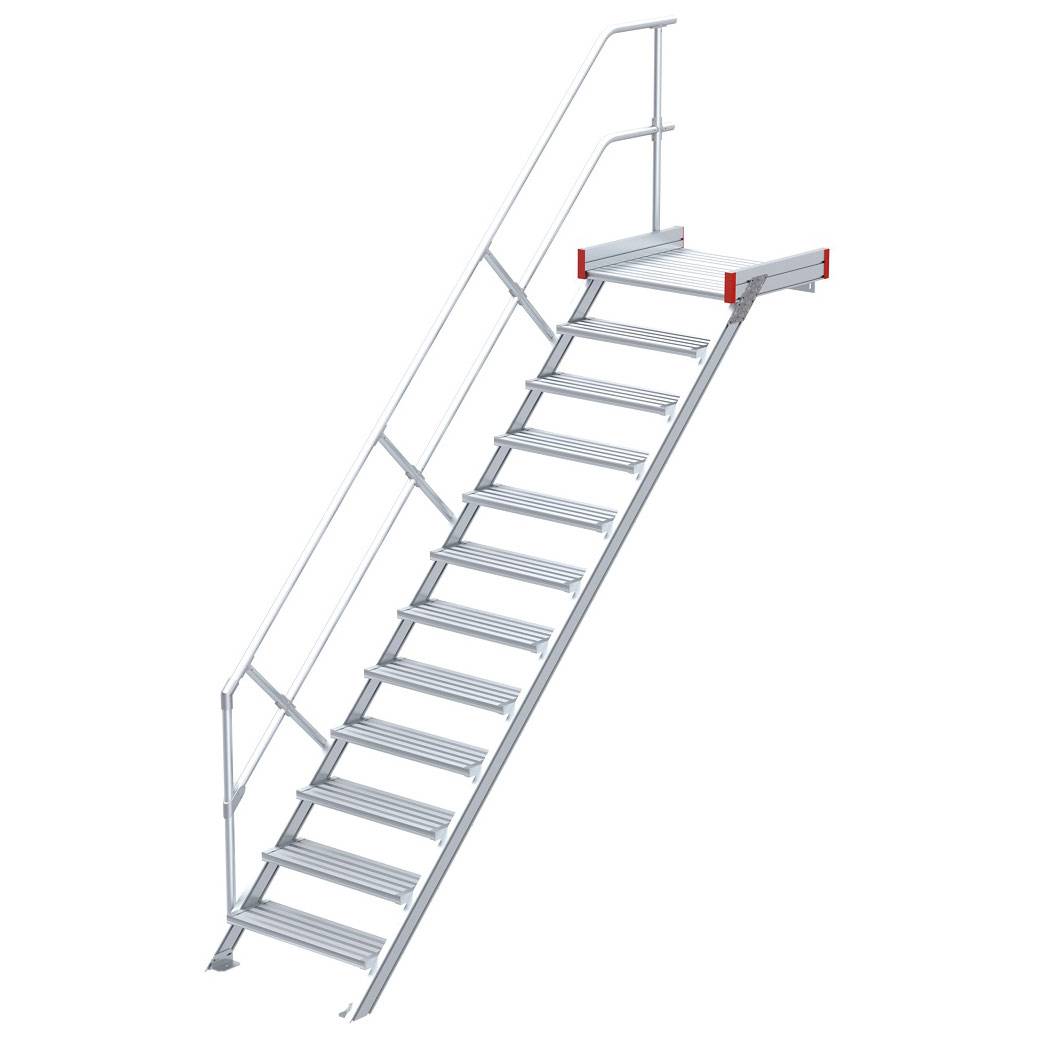 Euroline 511 Podesttreppe 45° 1000mm Stufenbreite 12 Stufen Alu gerieft