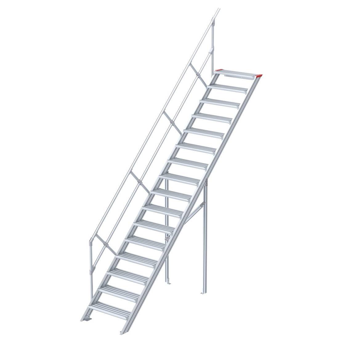 Euroline 510 Treppe 45° 1000mm Stufenbreite 16 Stufen Alu gerieft