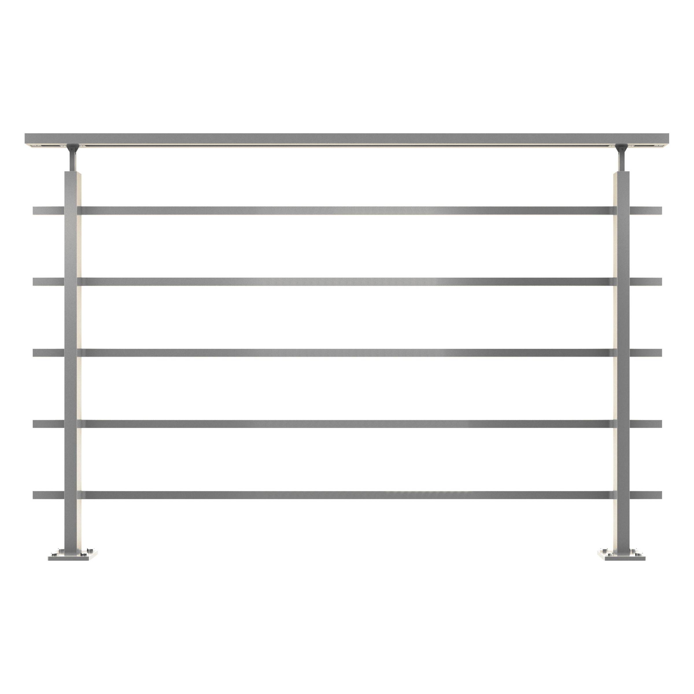 Dolle Brüstungsgeländer zur Bodenmontage Aluminium natur Stäbe, Pfosten und Handlauf rechteckig