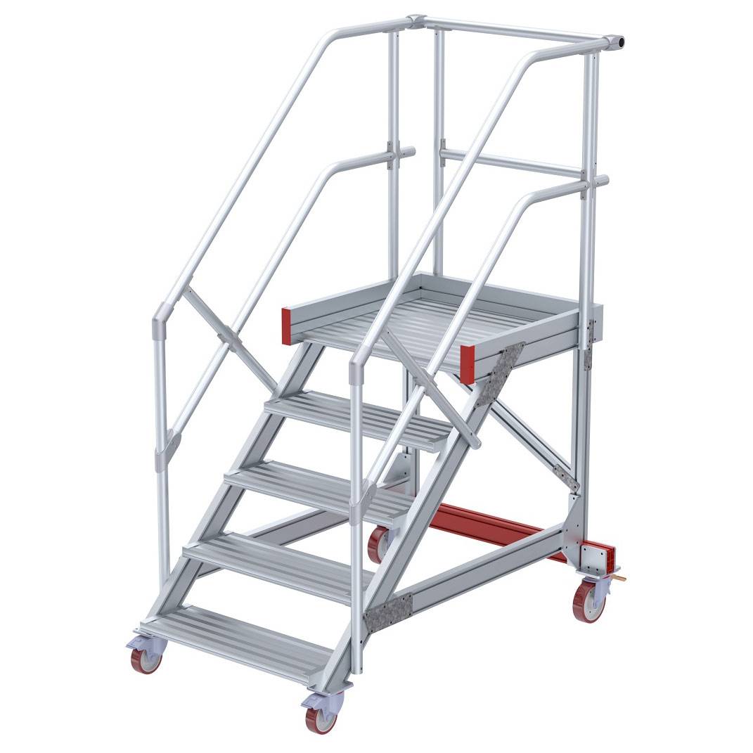Euroline 513 Wartungsbühne 45° 800mm Stufenbreite 5 Stufen Alu gerieft