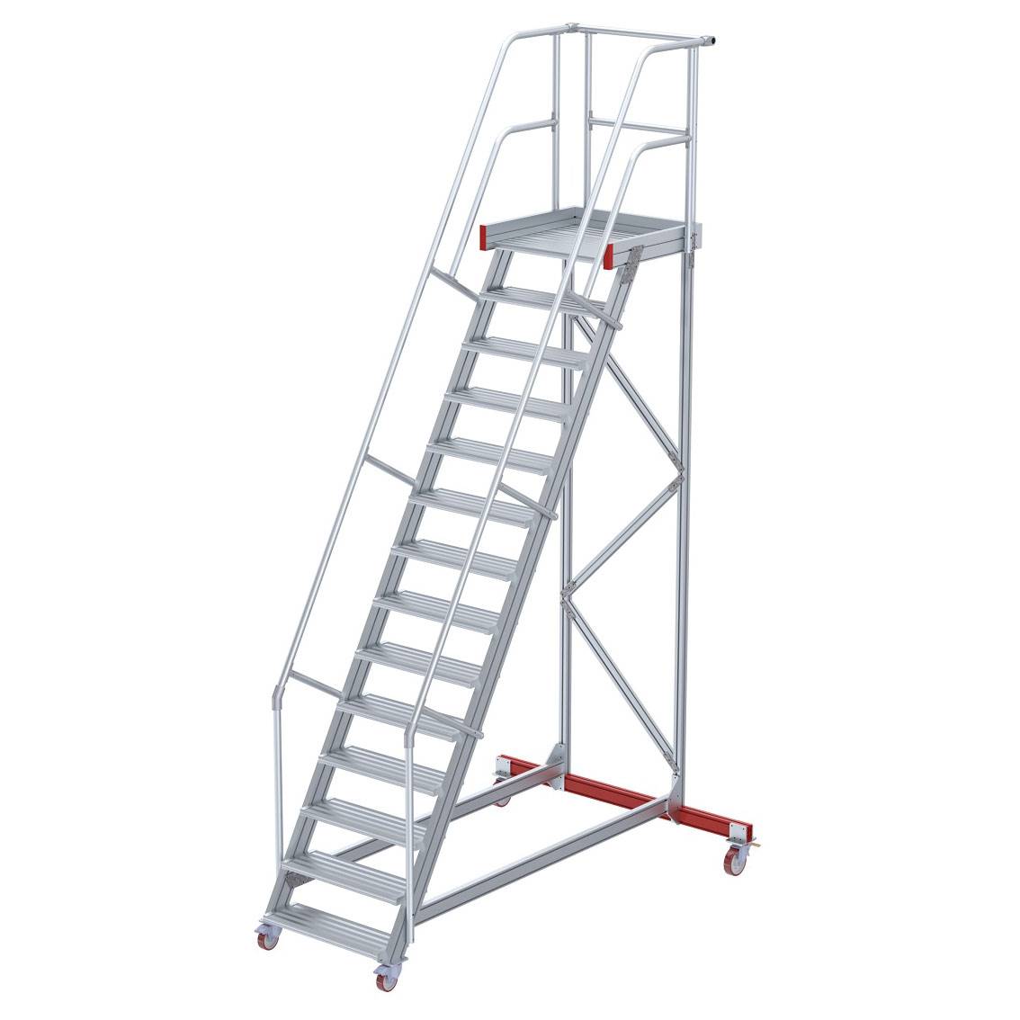 Euroline 513 Wartungsbühne 60° 800mm Stufenbreite 14 Stufen Alu gerieft