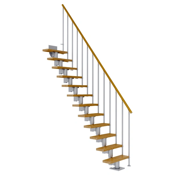 Dolle Mittelholmtreppe Dublin Gerade aus Eiche lackiert 71 cm breit für GH 222–270 cm UK Metall Perlgrau mit Einzelstabgeländer Dolle Mittelholmtreppe Dublin Gerade aus Eiche lackiert 71 cm breit für GH 222–270 cm UK Metall Perlgrau mit Einzelstabgeländer