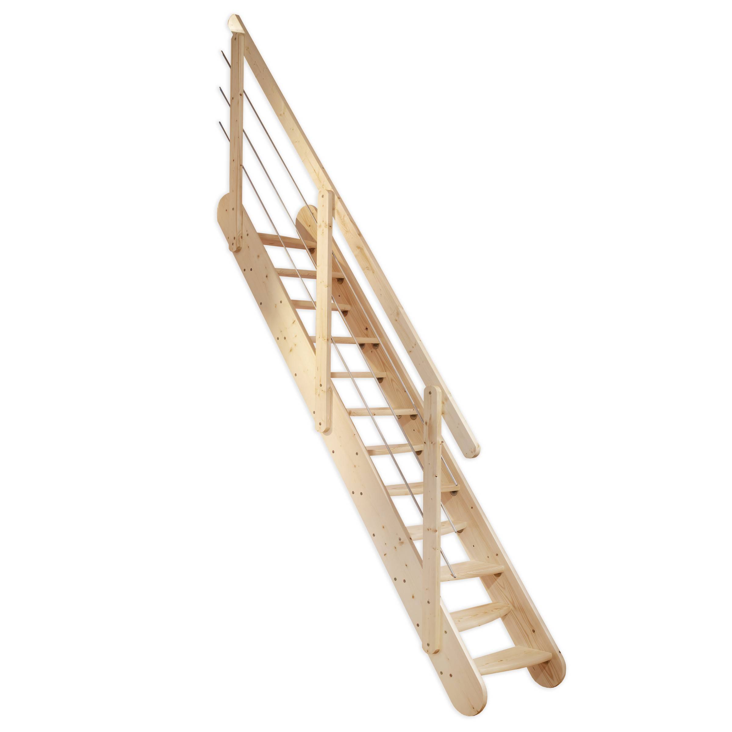 Dolle Raumspartreppe Bern 250-289cm Geschosshöhe Buche unbehandelt inklusive Geländer