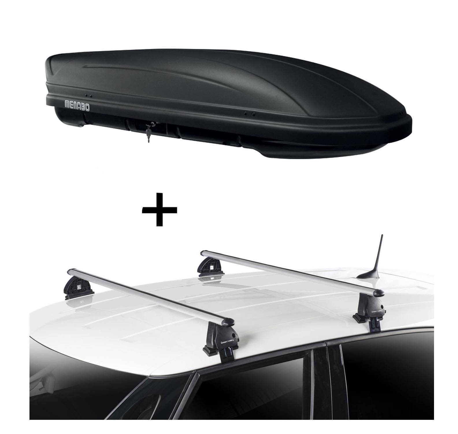 Dachbox MAA400 400 Liter matt + Dachträger VDP EVO ALU kompatibel mit für Peugeot 508 4 Türer 2011-2018