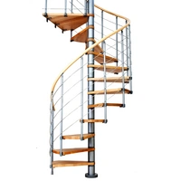 Dolle Spindeltreppe Oslo Ø160cm mit 294-322cm Geschosshöhe 13 Stufen Buche lackiert Geländer grau, mitlaufende Edelstahlstäbe Dolle Spindeltreppe Oslo Ø160cm mit 294-322cm Geschosshöhe 13 Stufen Buche lackiert Geländer grau, mitlaufende Edelstahlstäbe