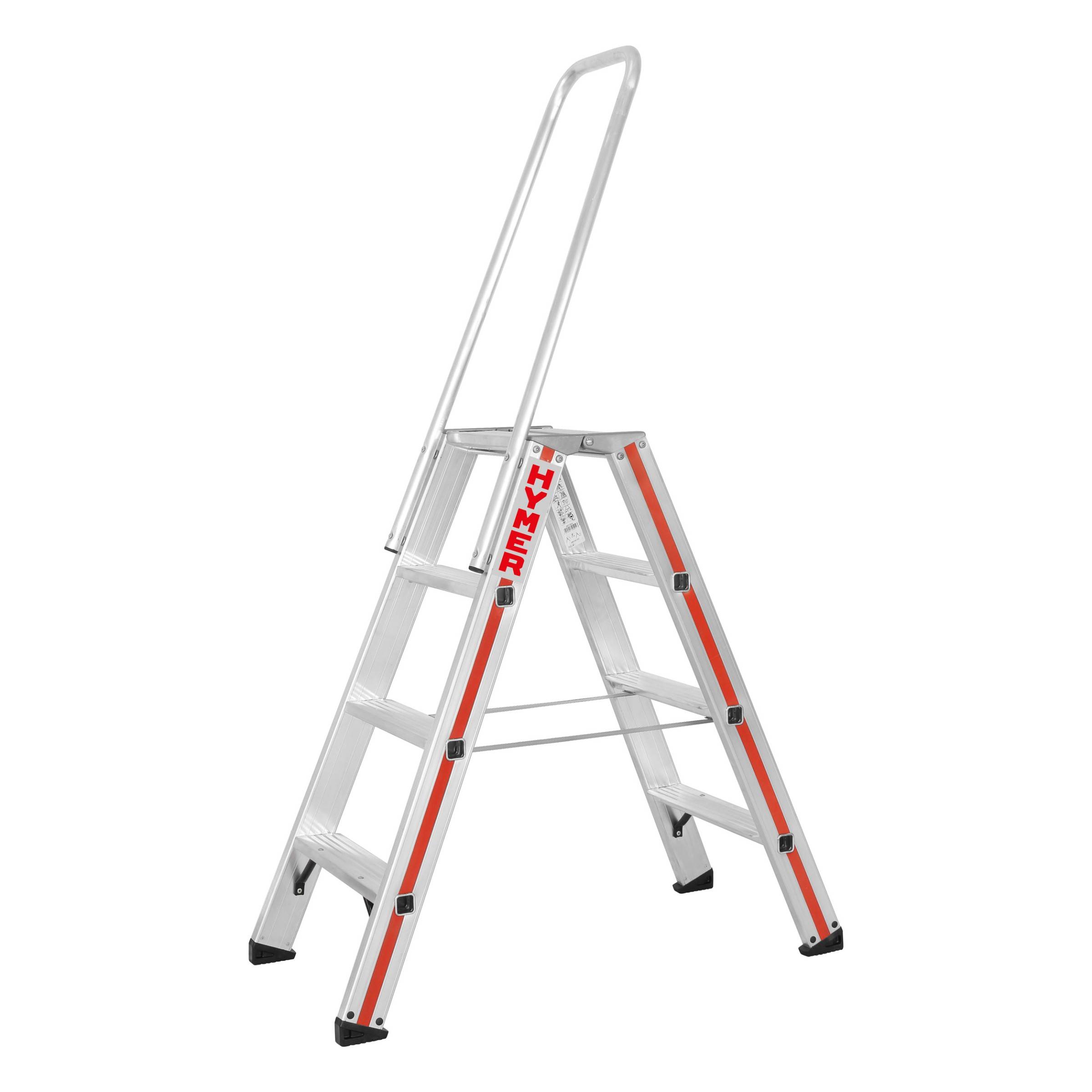 Hymer Stufenstehleiter mit Haltebügel 2x7 Stufen