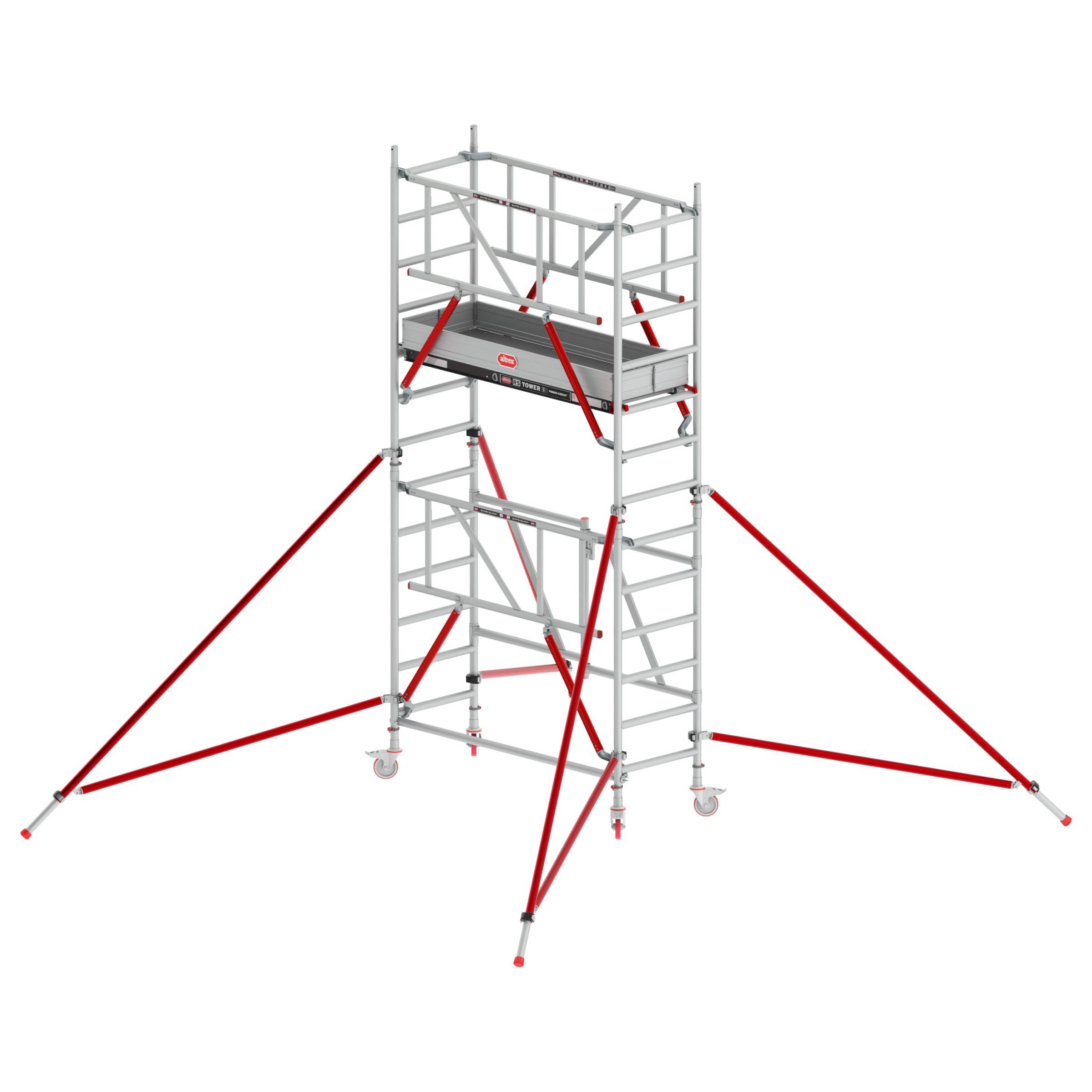 Altrex Klappgerüst RS Tower 54 Aluminium Holz-Plattform 0,75x1,85m mit Safe-Quick 4,8m AH