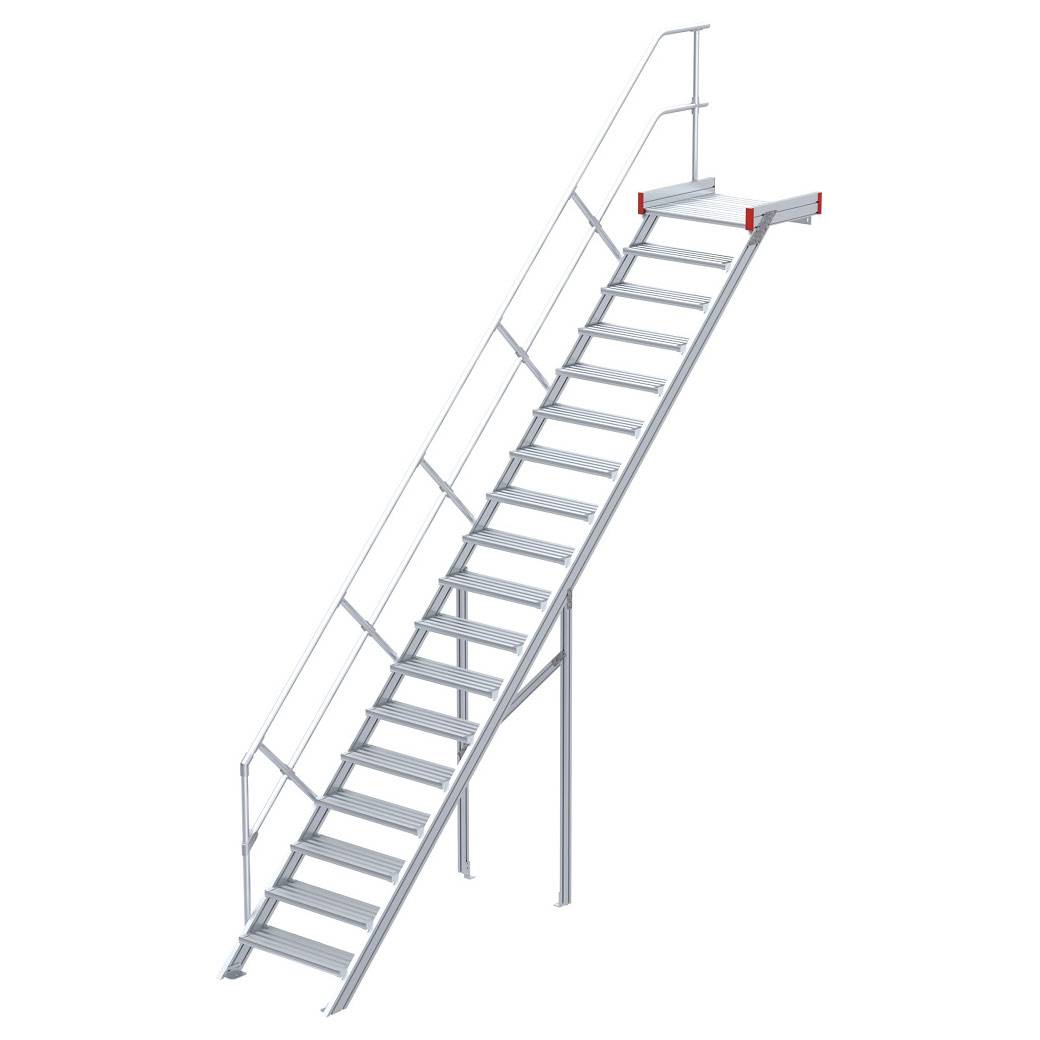 Euroline 511 Podesttreppe 45° 800mm Stufenbreite 18 Stufen Alu gerieft