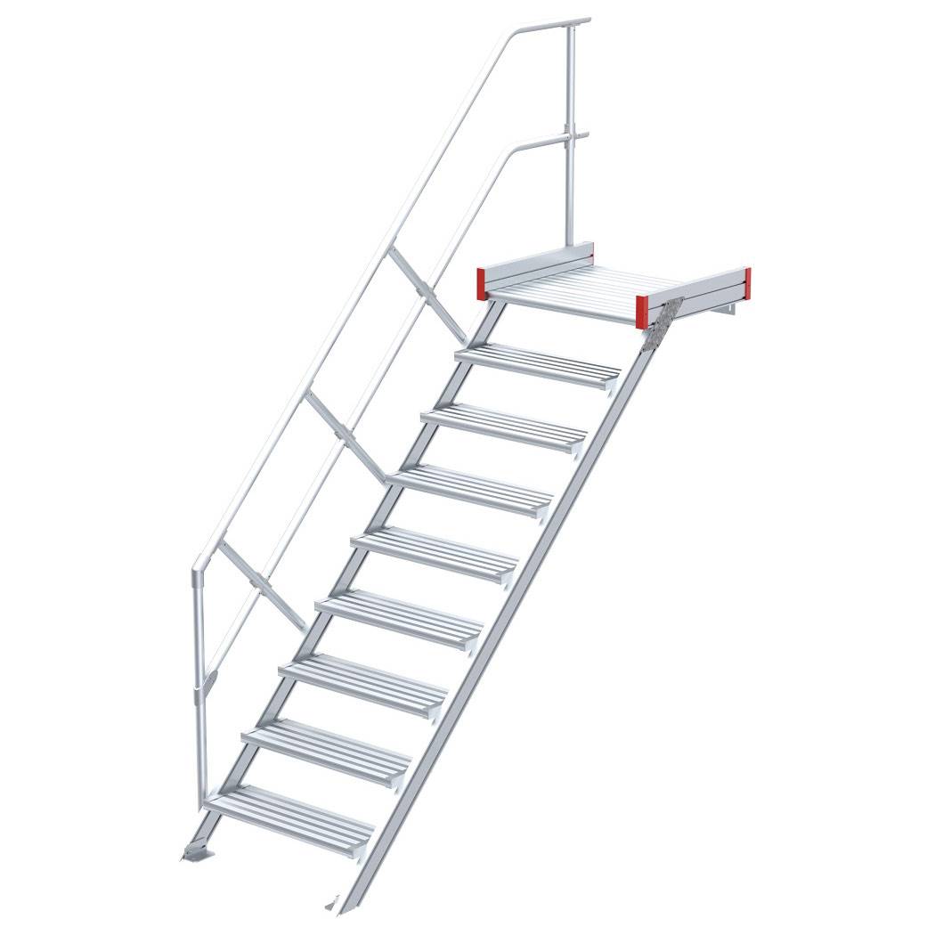 Euroline 511 Podesttreppe 45° 1000mm Stufenbreite 9 Stufen Alu gerieft