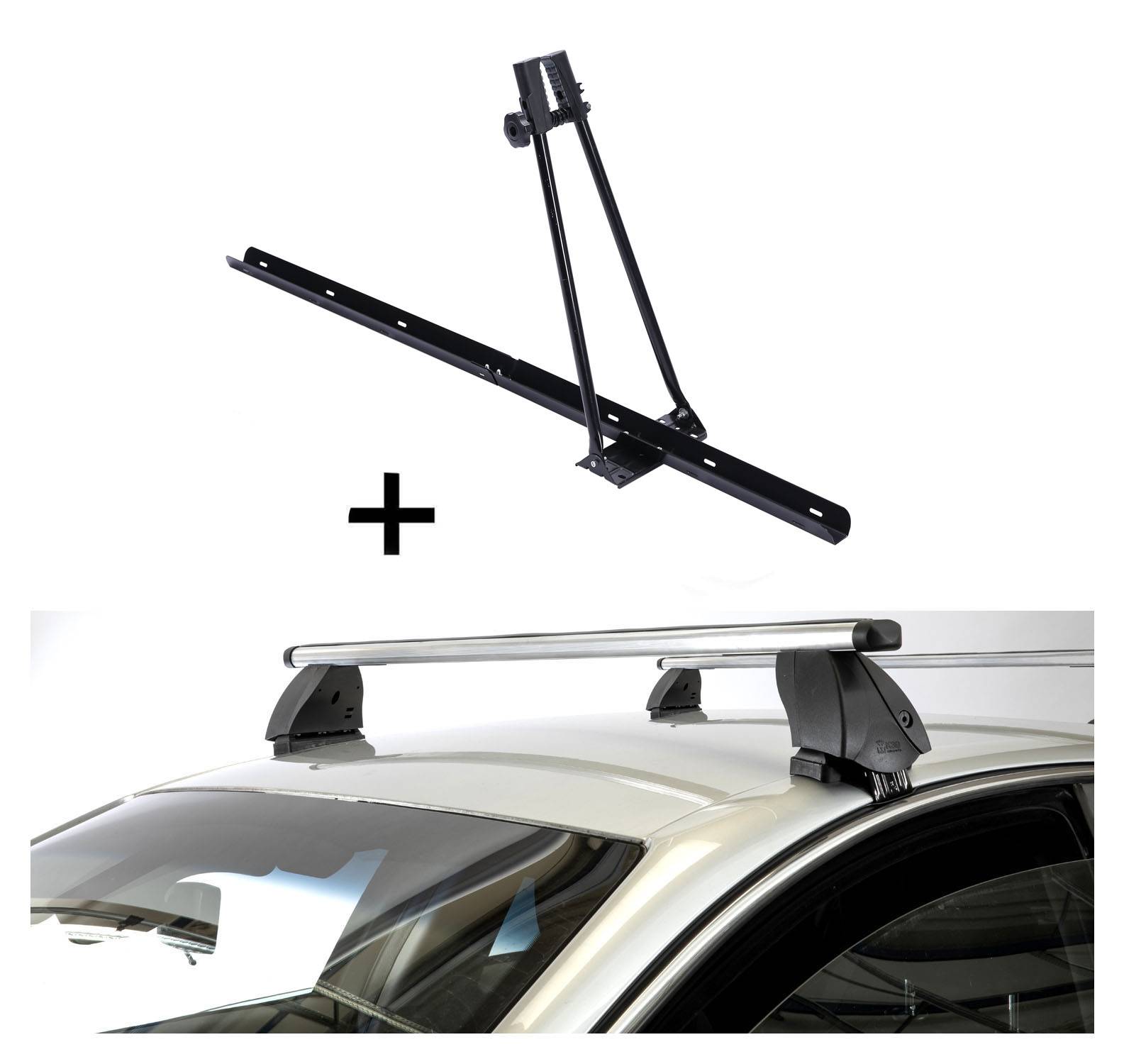 Fahrradträger ORION + Dachträger K1 PRO Aluminium kompatibel mit für Mazda 121 (4Türer) 91-02