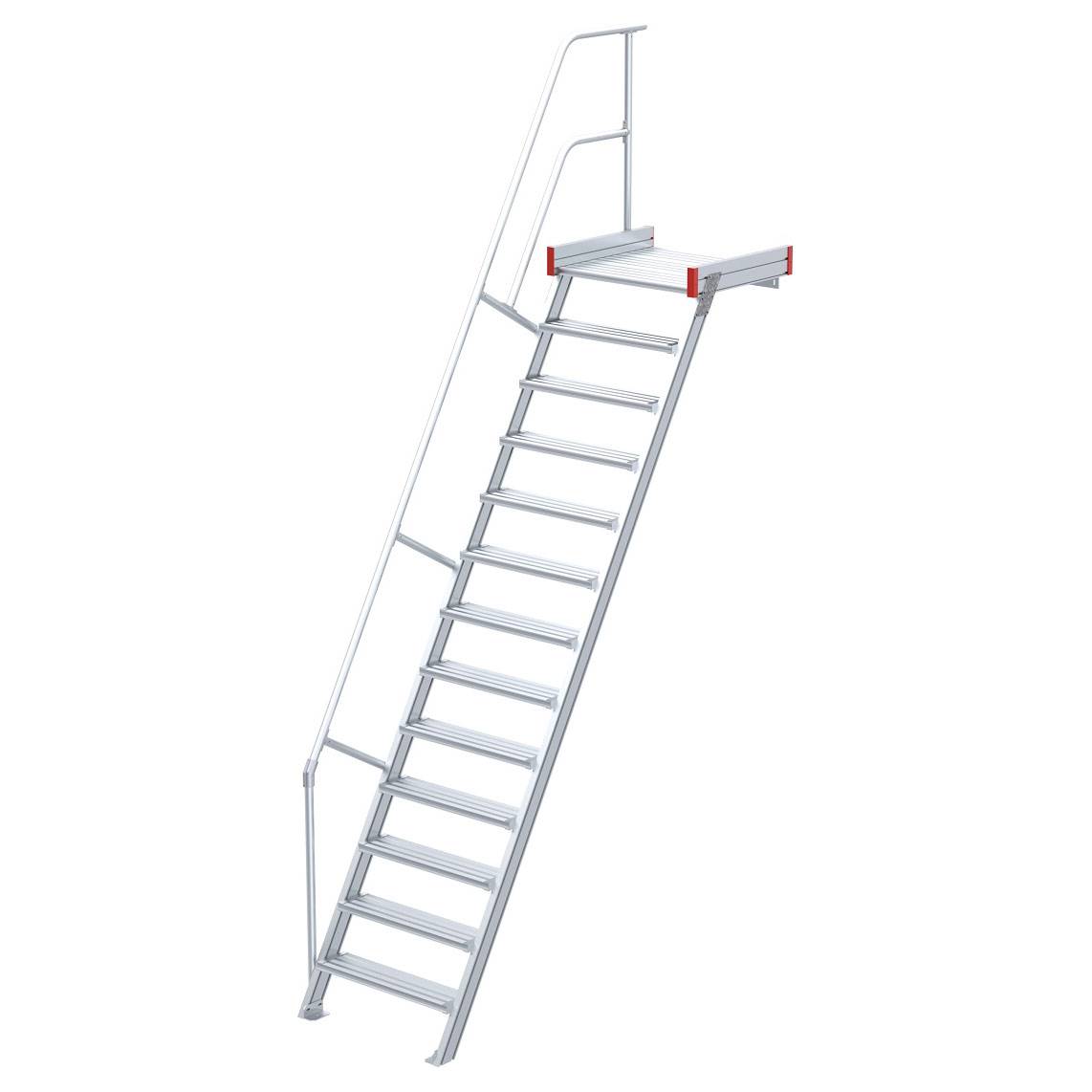 Euroline 511 Podesttreppe 60° 600mm Stufenbreite 13 Stufen Alu gerieft