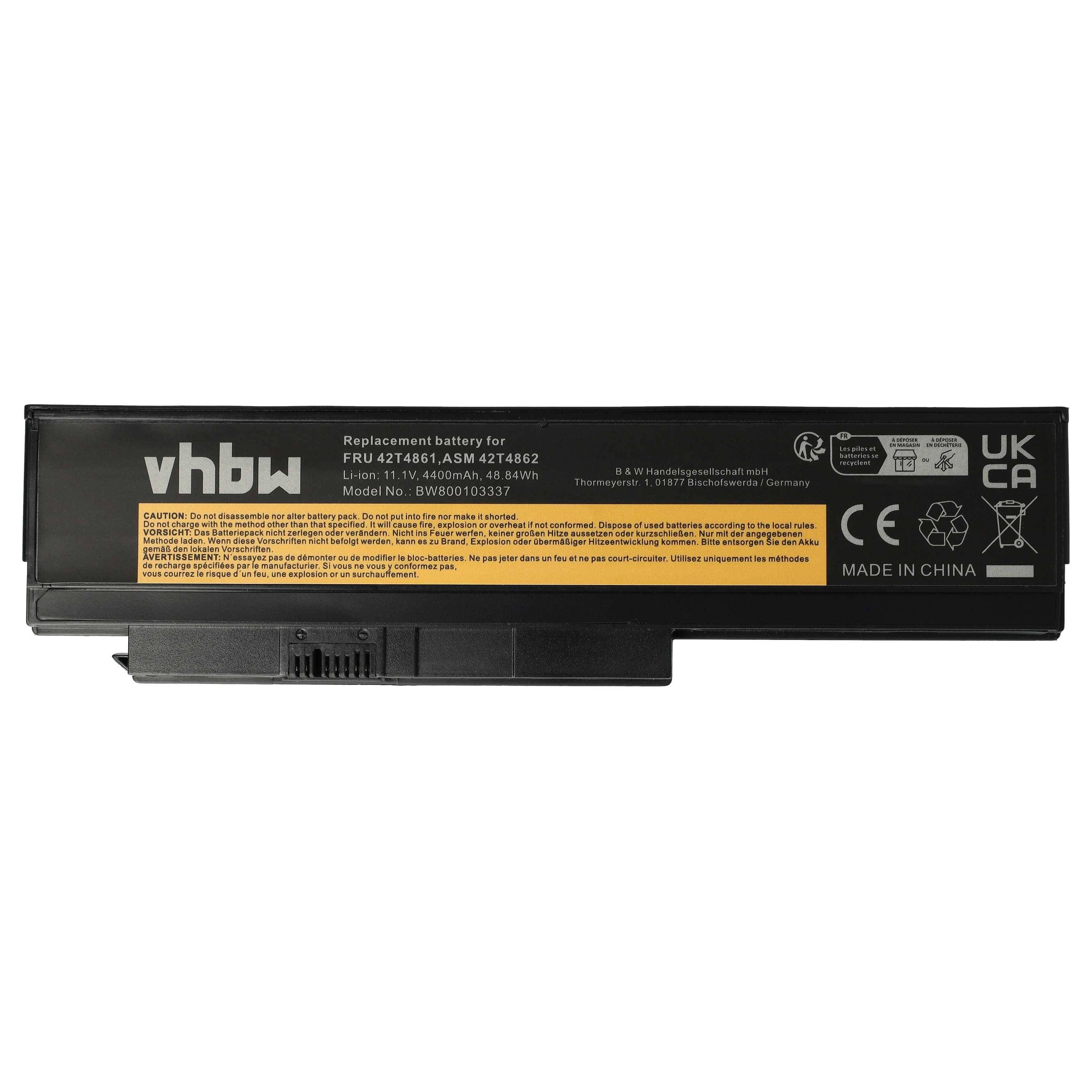 vhbw Akku Ersatz für Lenovo 42T4902, 42T4940, 42T4941, 42T4876, 42T4942, 42T4901 für Notebook (4400 mAh, 11,1 V, Li-Ion)