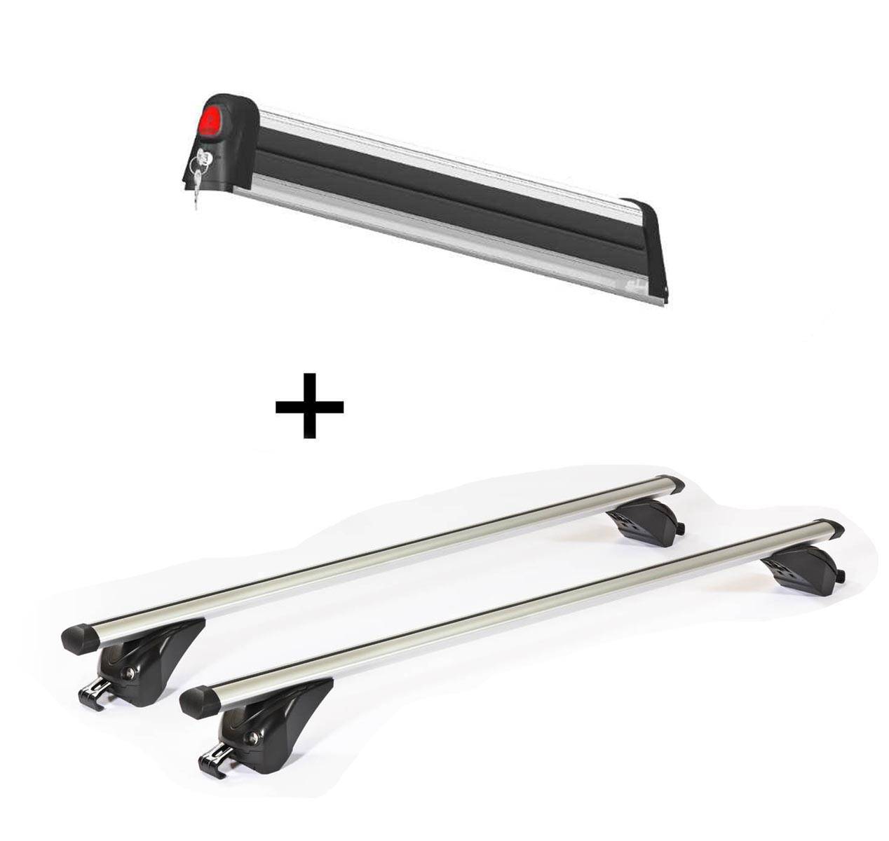 Skiträger VDP Everest 5 + Dachträger/Relingträger KING 2 120 cm kompatibel mit für Maserati Levante (5 Türer) ab 16