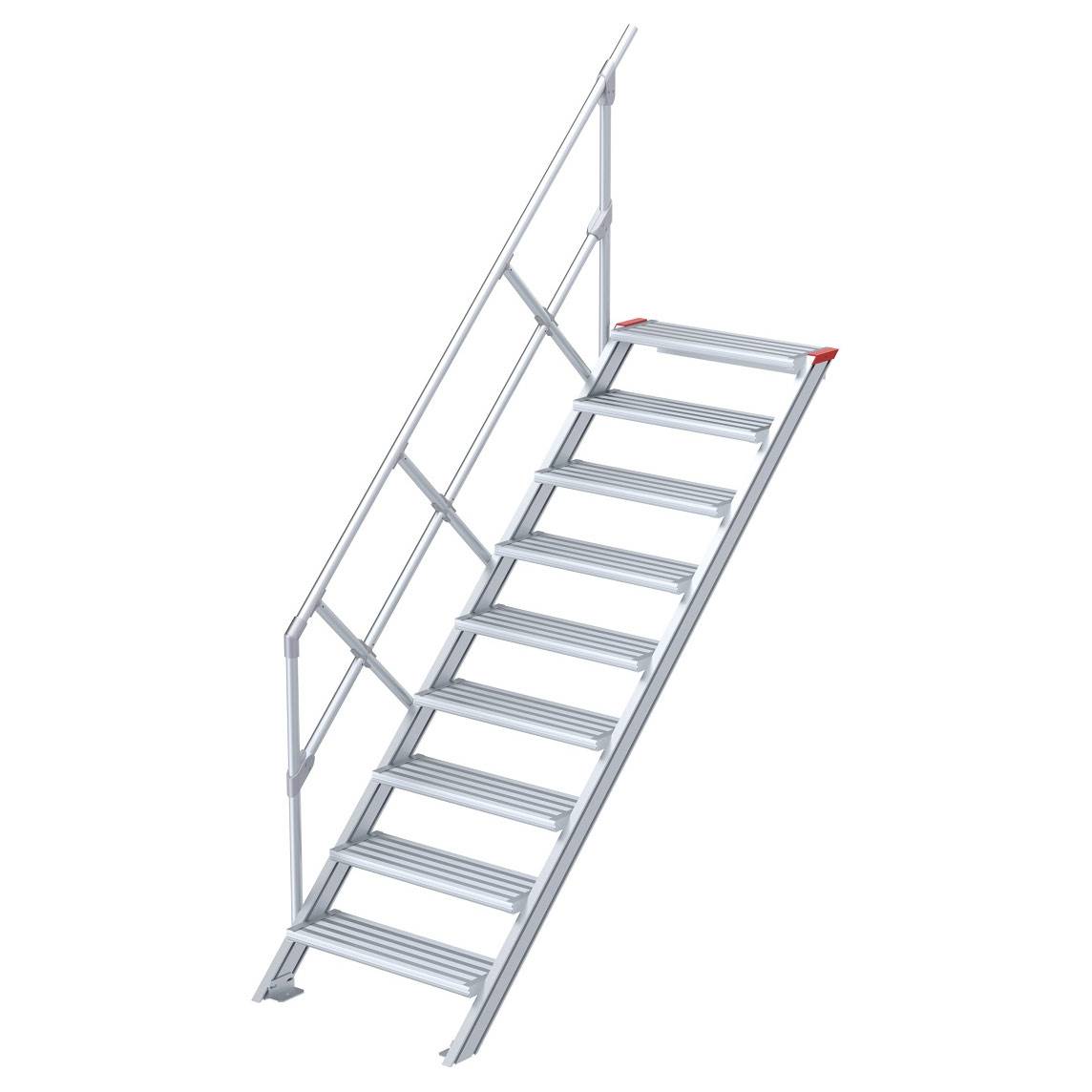 Euroline 510 Treppe 45° 800mm Stufenbreite 9 Stufen Alu gerieft