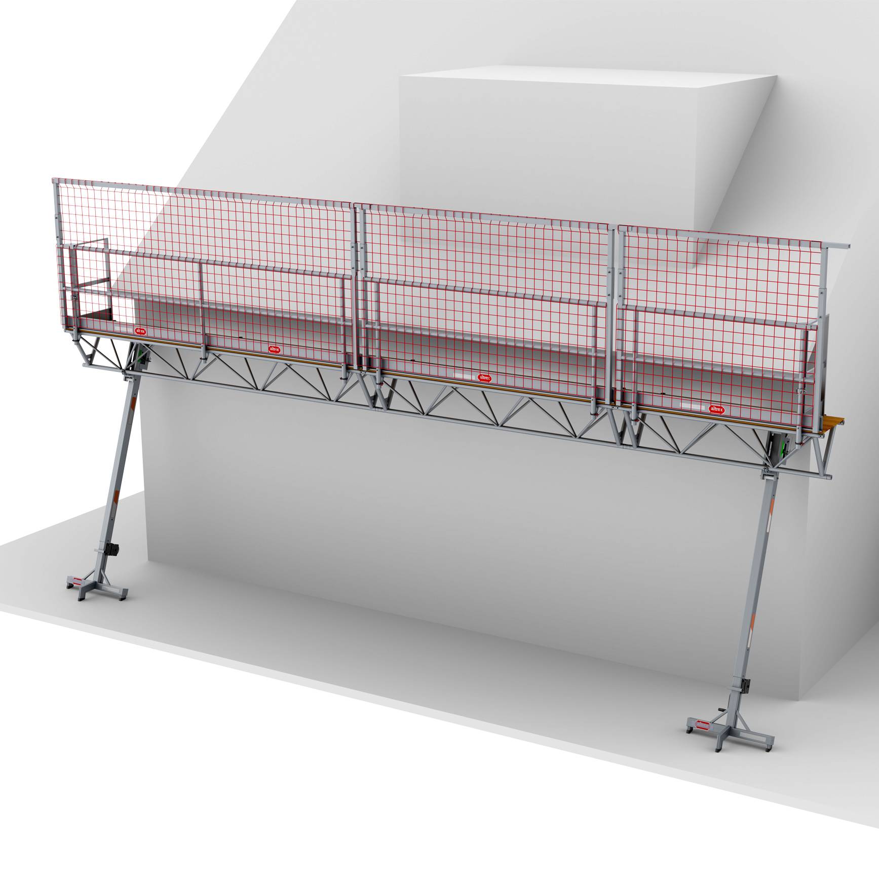 Altrex Modulare Dreiecksbühne Absturzsicherung mit Fangnetzen für geneigte Dächer Euro 3-5 MTB 10m lang