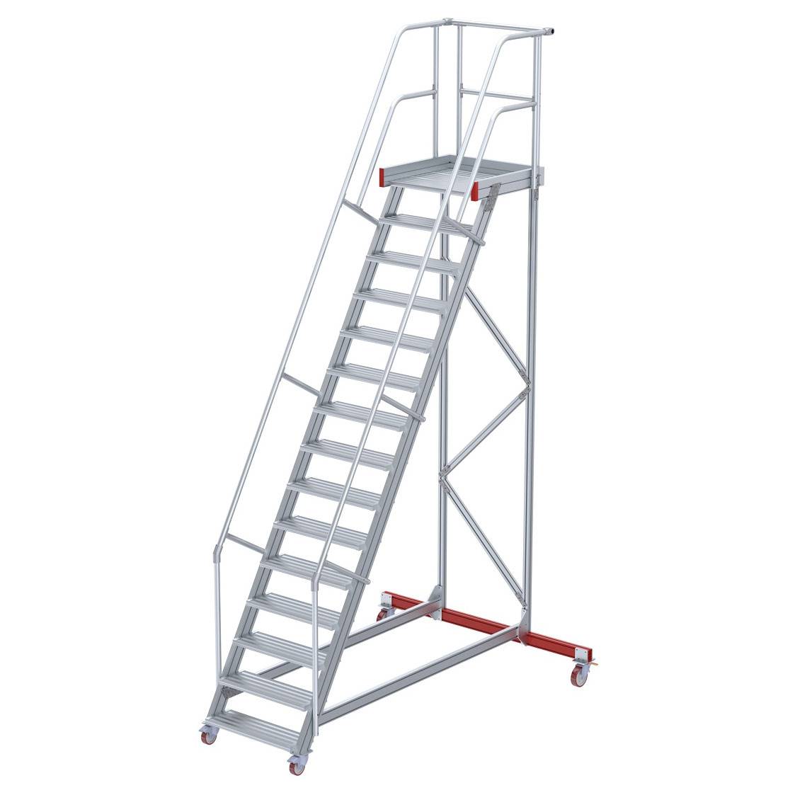 Euroline 513 Wartungsbühne 60° 800mm Stufenbreite 15 Stufen Alu gerieft