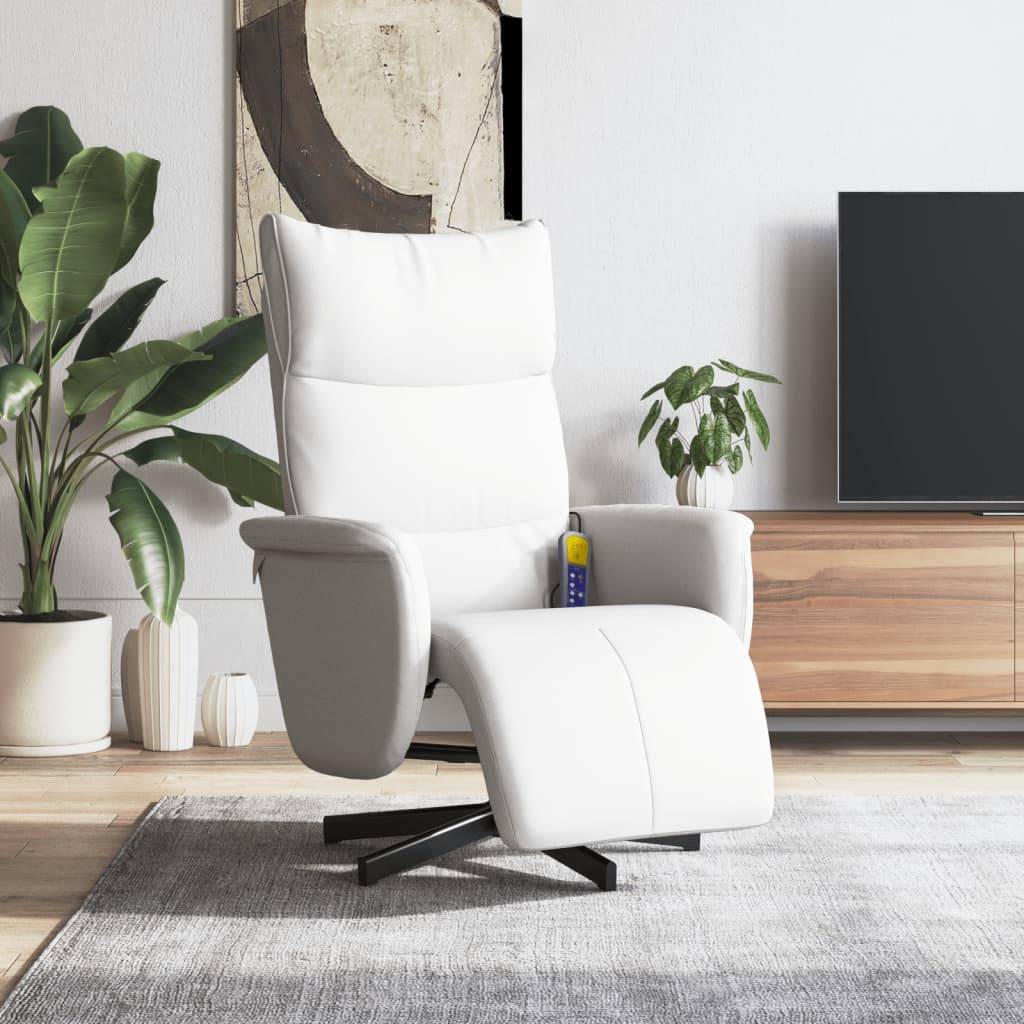 vidaXL Massagesessel mit Fußteil Weiß Kunstleder