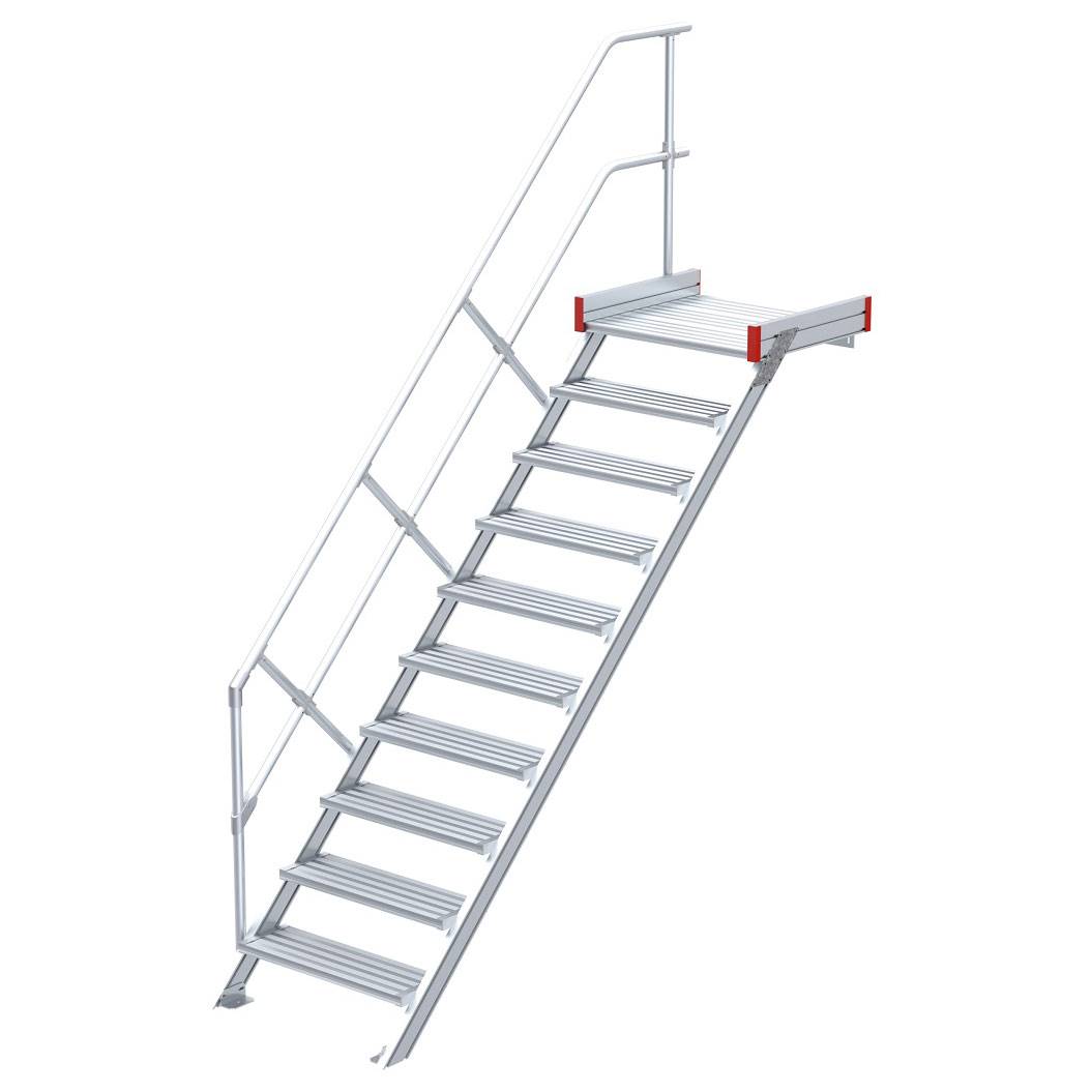 Euroline 511 Podesttreppe 45° 1000mm Stufenbreite 10 Stufen Alu gerieft