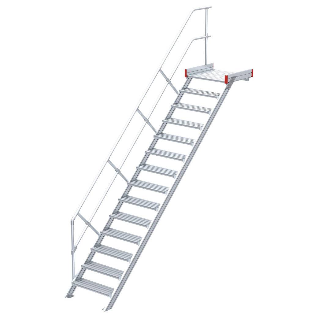 Euroline 511 Podesttreppe 45° 800mm Stufenbreite 14 Stufen Alu gerieft