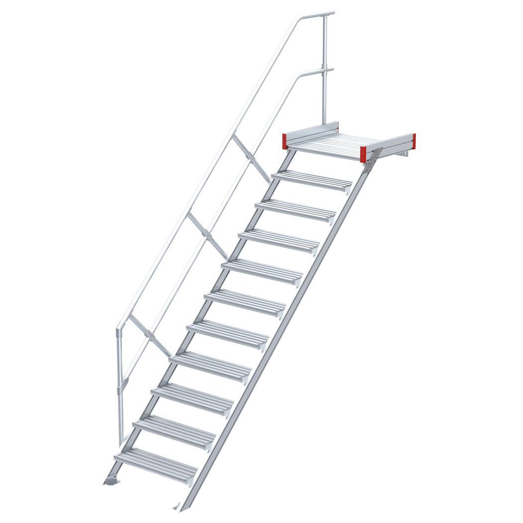 Euroline 511 Podesttreppe 45° 600mm Stufenbreite 11 Stufen Alu gerieft