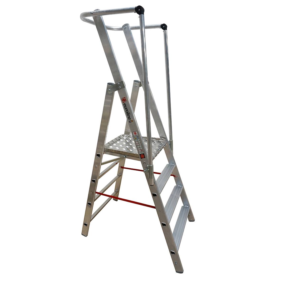 Euroline Workline 2267704 Leichte Stufenstehleiter mit großer Standplattform 4 Stufen