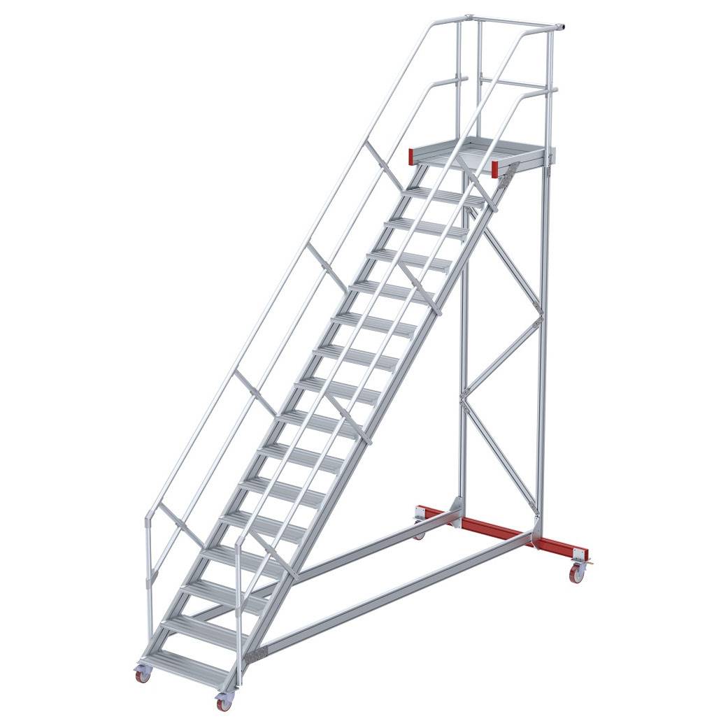 Euroline 513 Wartungsbühne 45° 800mm Stufenbreite 16 Stufen Alu gerieft