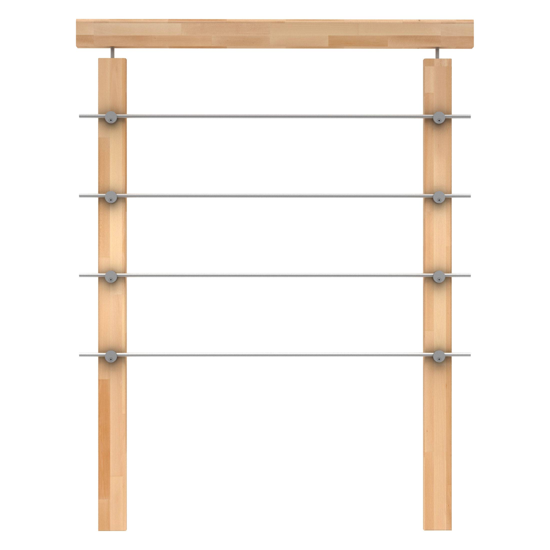 Dolle Brüstungsgeländer 2m lang aus Buche lackiert mit Edelstahlgeländer für Raumspartreppe Lyon