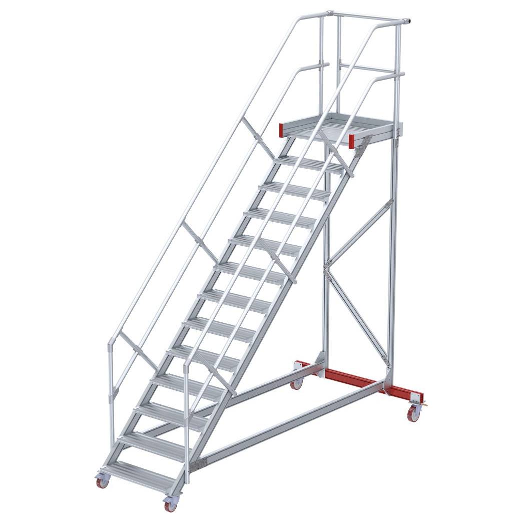 Euroline 513 Wartungsbühne 45° 600mm Stufenbreite 13 Stufen Alu gerieft