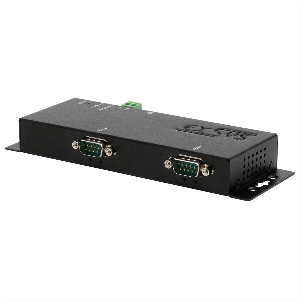 EXSYS EX-6122-2 Ethernet zu Seriell 2 x RS-232/422/485 mit 9 Pin Stecker inkl. Virtual Com Software