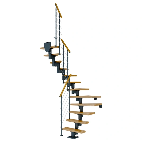 Dolle Mittelholmtreppe Dublin 1/2 gewendelt aus Eiche lackiert 71 cm breit für GH 259–315 cm UK Metall Anthrazit mitlaufende Edelstahlstäbe Dolle Mittelholmtreppe Dublin 1/2 gewendelt aus Eiche lackiert 71 cm breit für GH 259–315 cm UK Metall Anthrazit mitlaufende Edelstahlstäbe