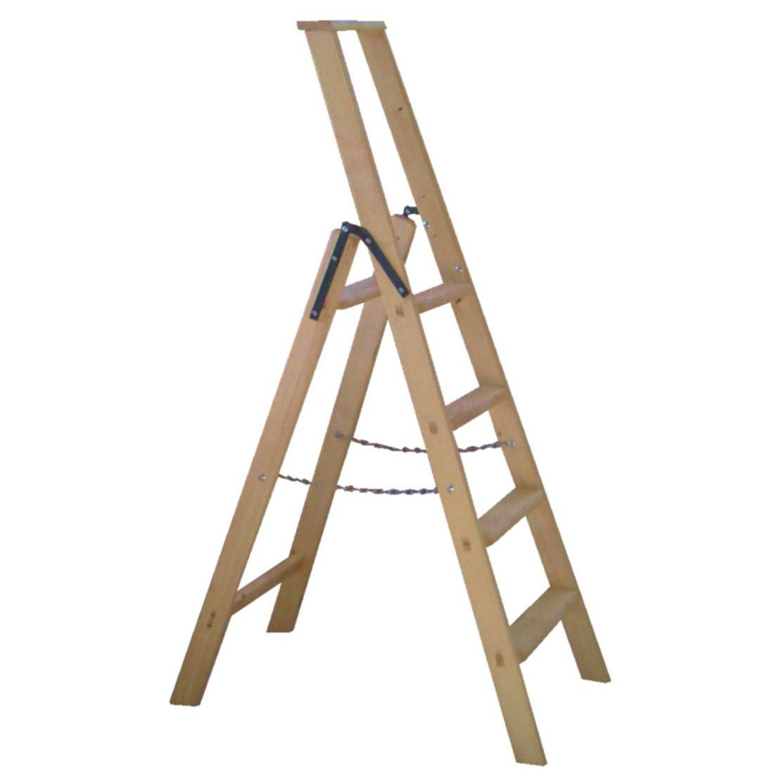 Holz Haushaltsleiter 3,96m Arbeitshöhe mit 5 Stufen