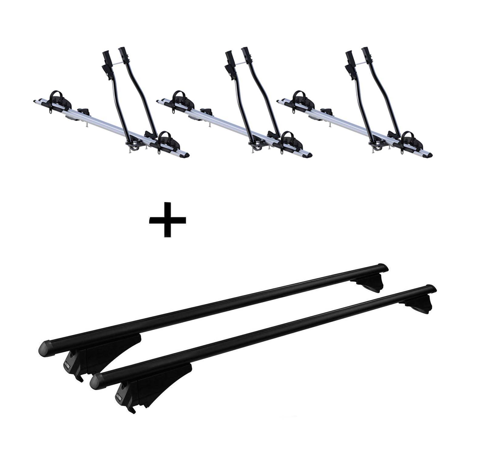 3x Fahrradträger SAGITTAR + Dachträger Tiger Relingträger kompatibel mit für VW T-Cross (1C)ab 18