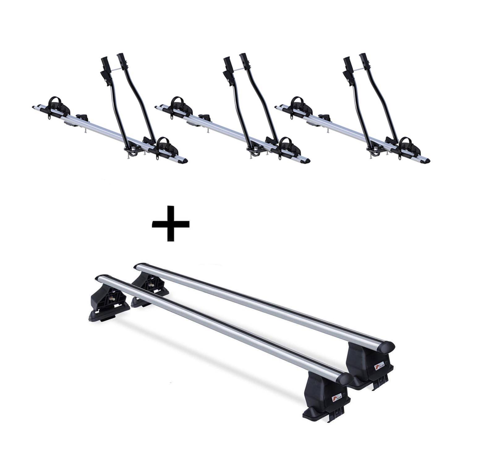 3x Fahrradträger SAGITTAR + Dachträger Menabo Tema kompatibel mit für Fiat Bravo 1996 -