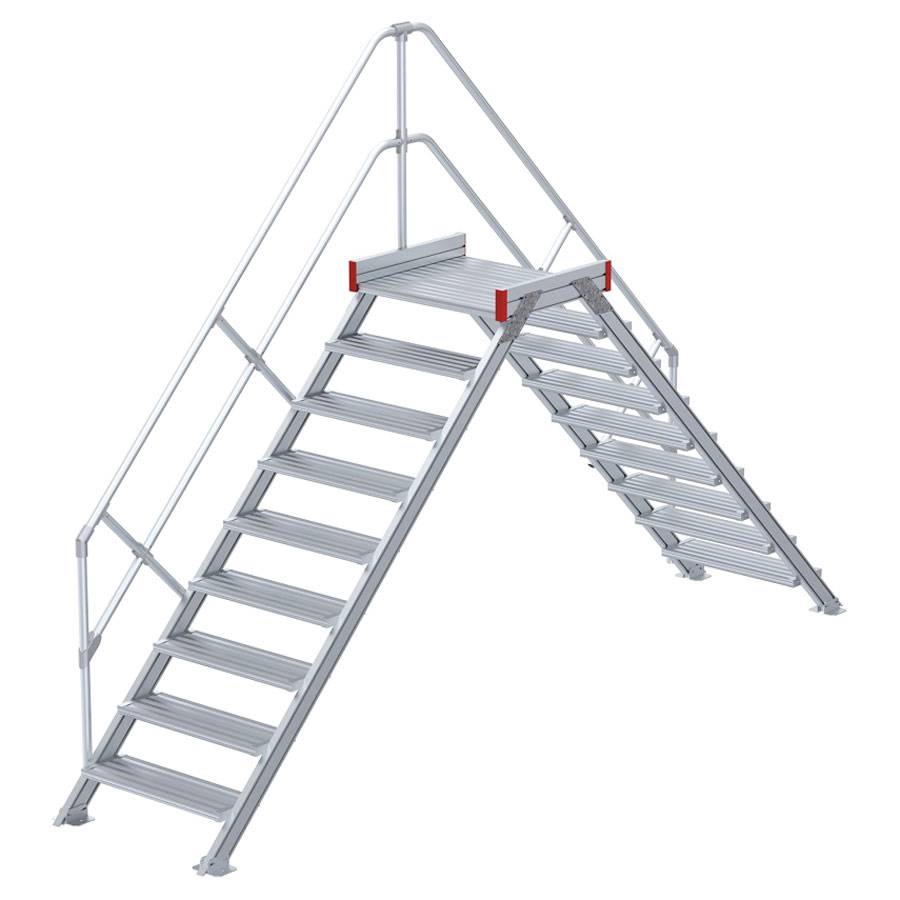 Euroline 512 Übergang 45° 1000mm Stufenbreite 2x9 Stufen Alu gerieft