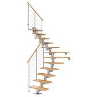 Dolle Mittelholmtreppe Cork Buche, lackiert 1/4 gewendelt 75 cm breit für GH 240 – 292 cm UK Metall Perlgrau mit Geländer Dolle Mittelholmtreppe Cork Buche, lackiert 1/4 gewendelt 75 cm breit für GH 240 – 292 cm UK Metall Perlgrau mit Geländer
