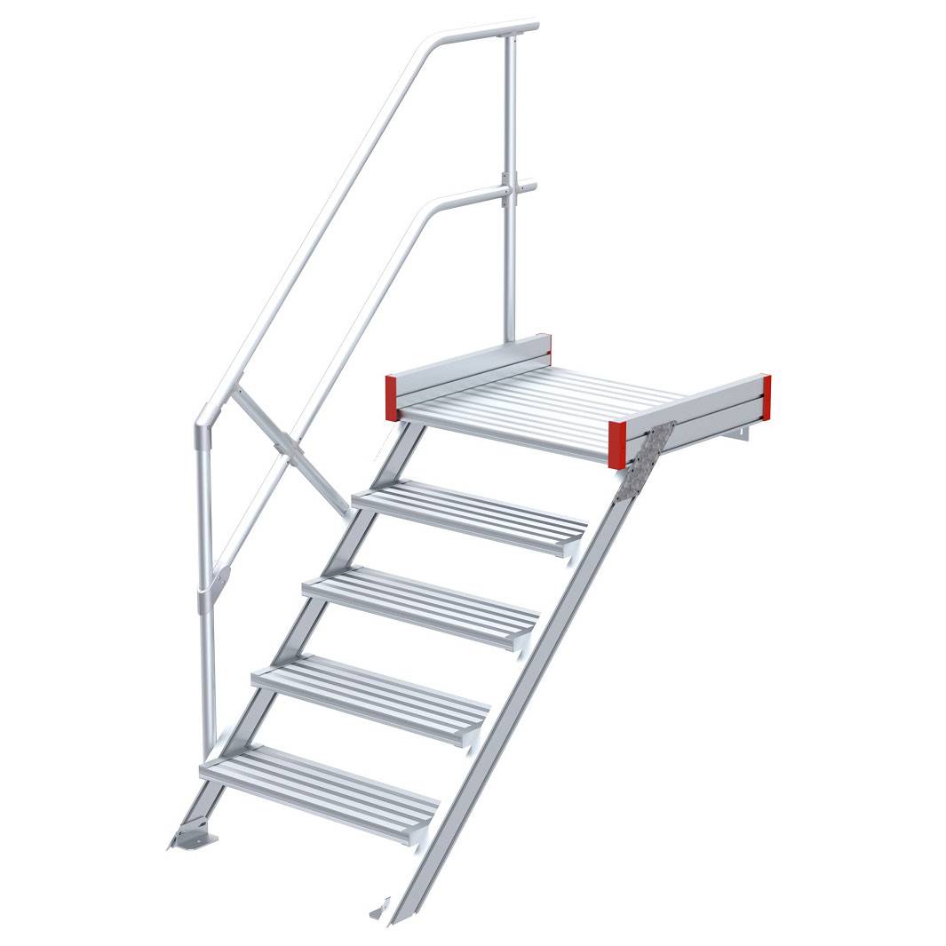 Euroline 511 Podesttreppe 45° 600mm Stufenbreite 5 Stufen Alu gerieft