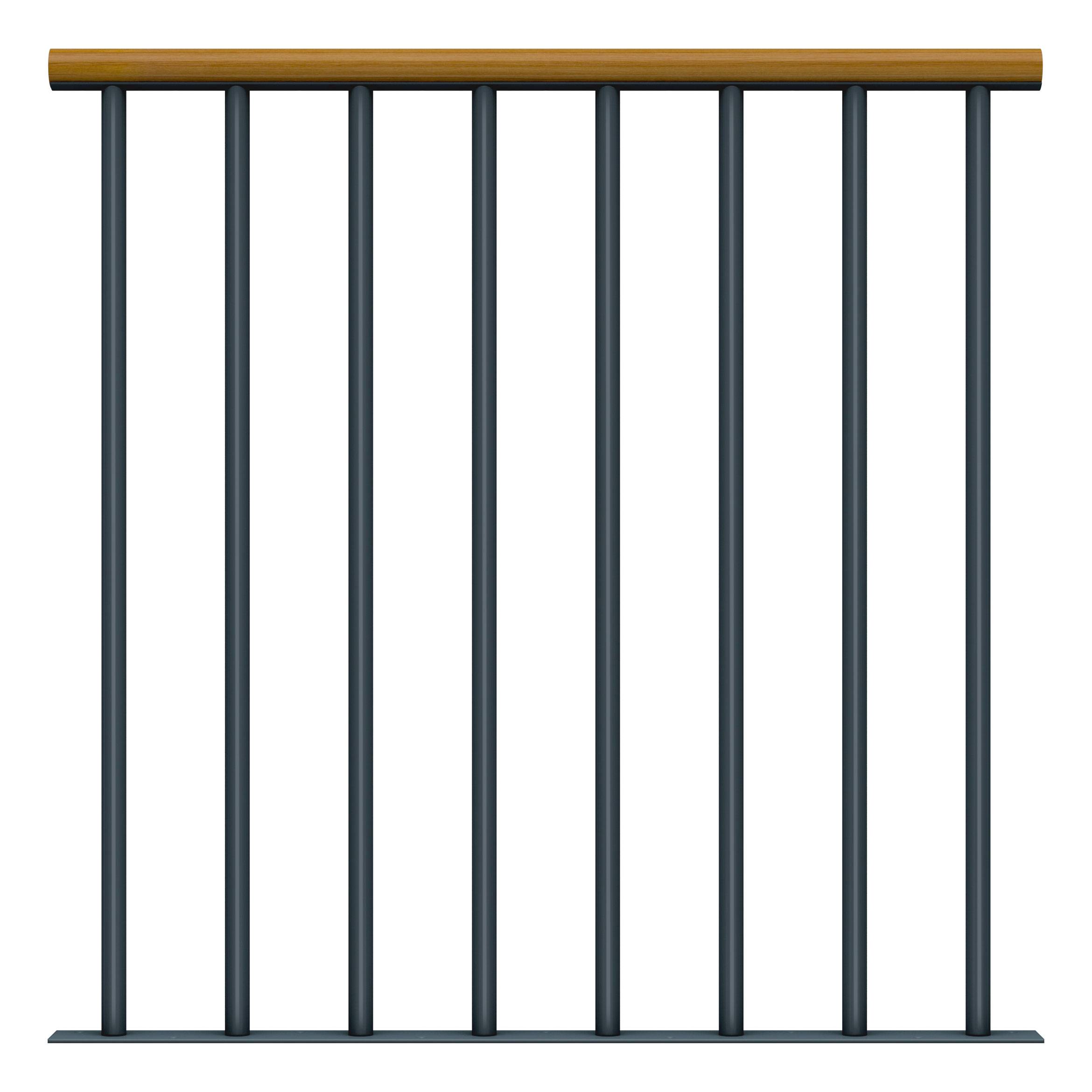 Dolle Brüstungsgeländer Einzelstab Erweiterungs-Set in Eiche Unterkonstruktion Anthrazit - Cork, Dublin, Basel