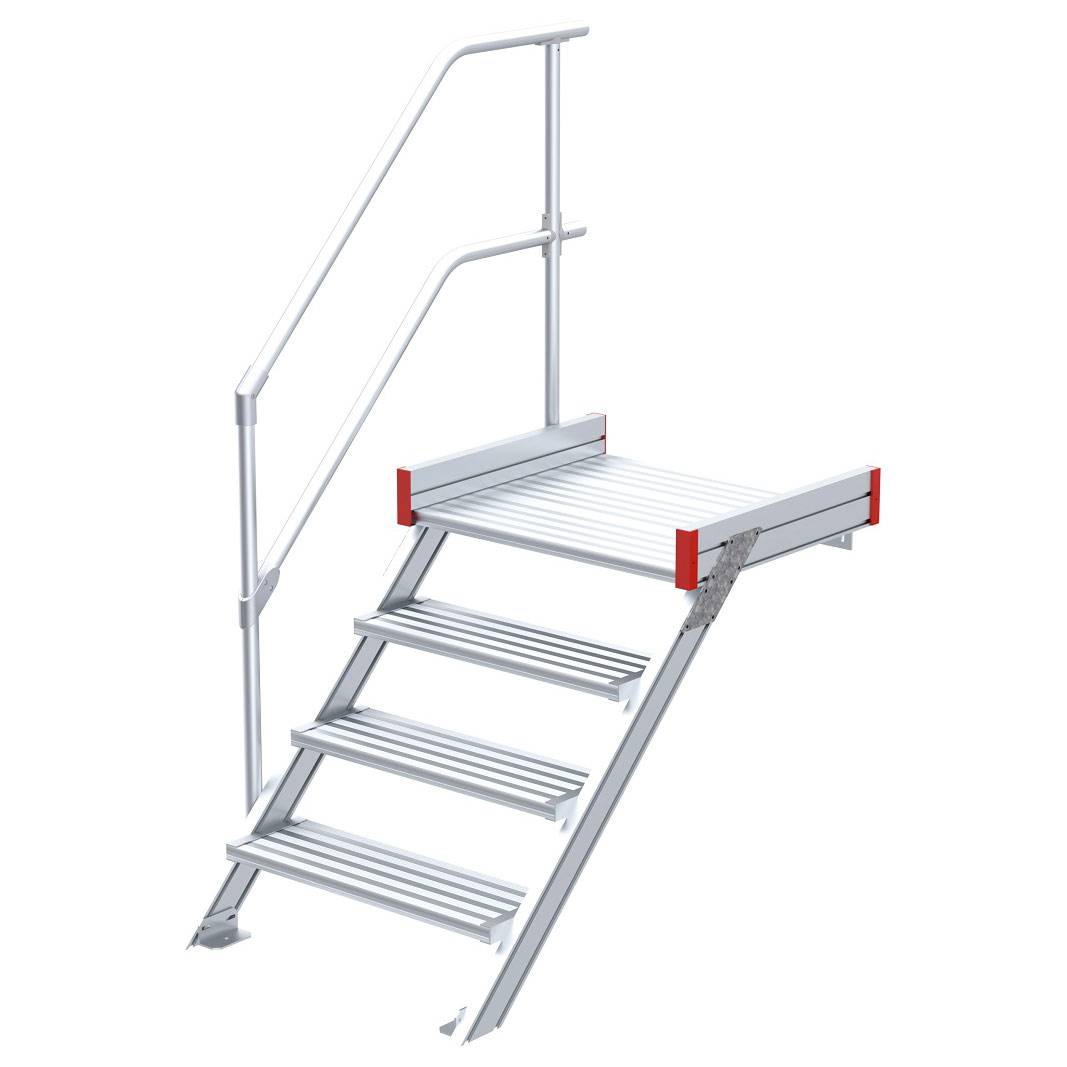 Euroline 511 Podesttreppe 45° 600mm Stufenbreite 4 Stufen Alu gerieft