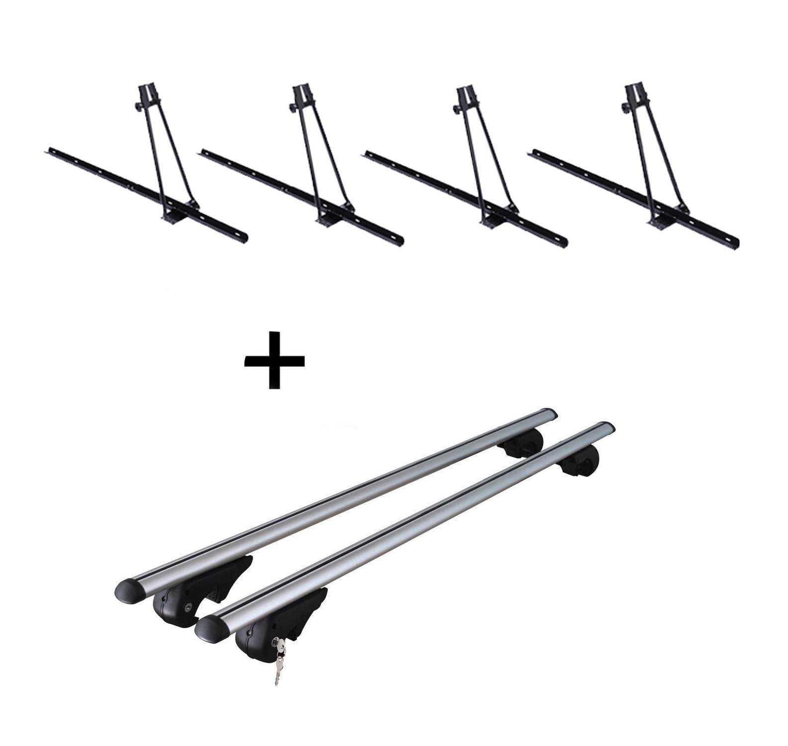 4x Fahrradträger ORION + Dachträger Rio 120 kompatibel mit für Skoda Fabia Kombi 6Y 99-07