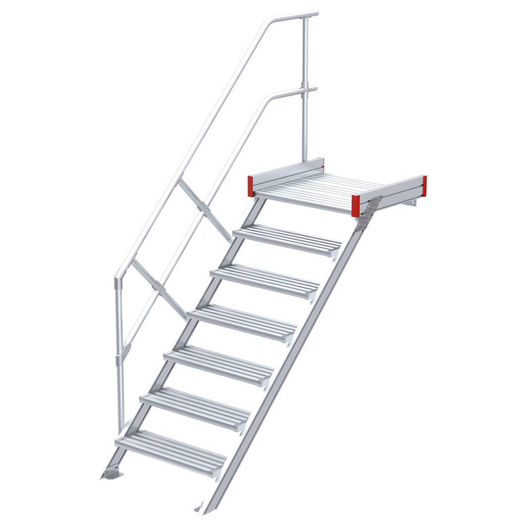 Euroline 511 Podesttreppe 45° 600mm Stufenbreite 7 Stufen Alu gerieft
