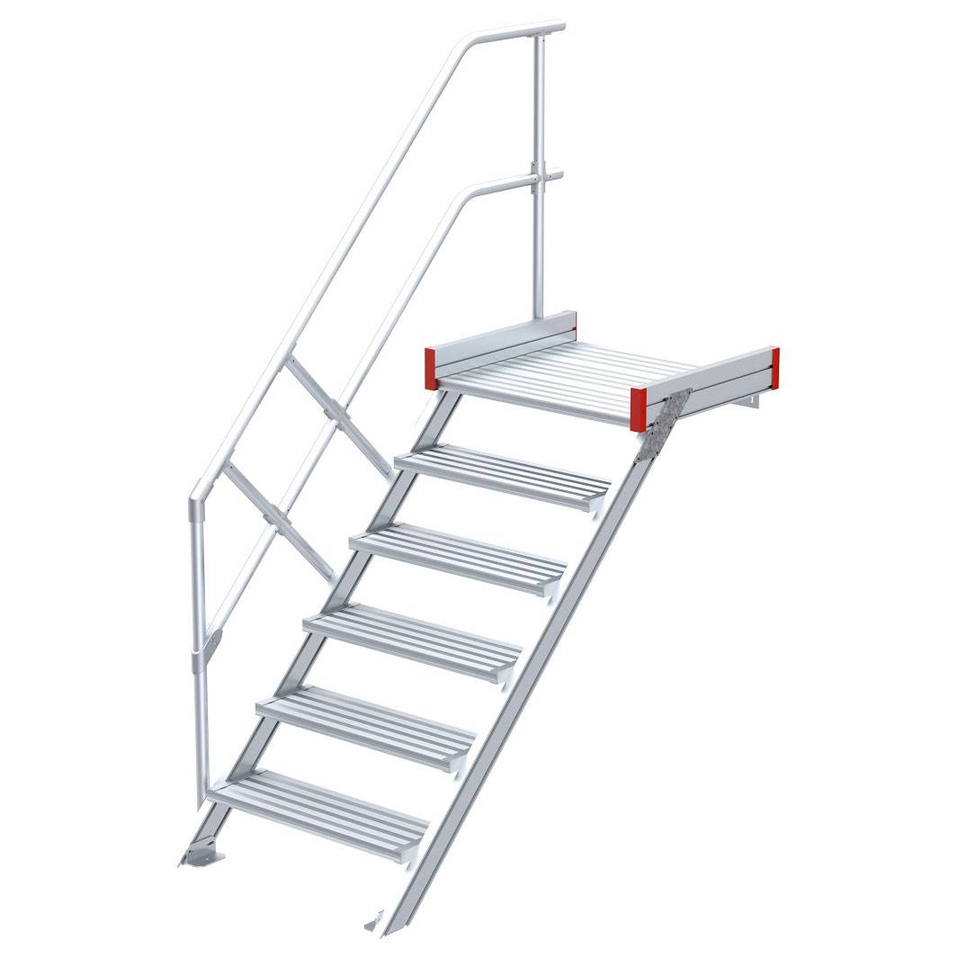 Euroline 511 Podesttreppe 45° 1000mm Stufenbreite 6 Stufen Alu gerieft
