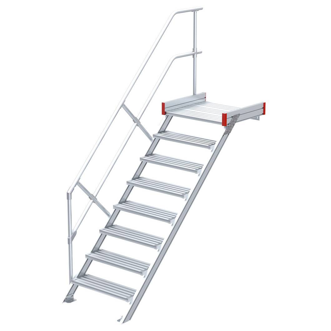 Euroline 511 Podesttreppe 45° 800mm Stufenbreite 8 Stufen Alu gerieft