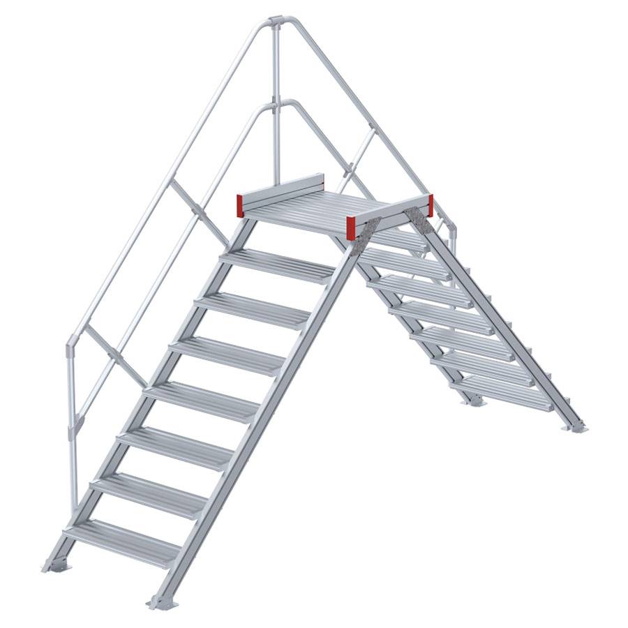 Euroline 512 Übergang 45° 1000mm Stufenbreite 2x8 Stufen Alu gerieft