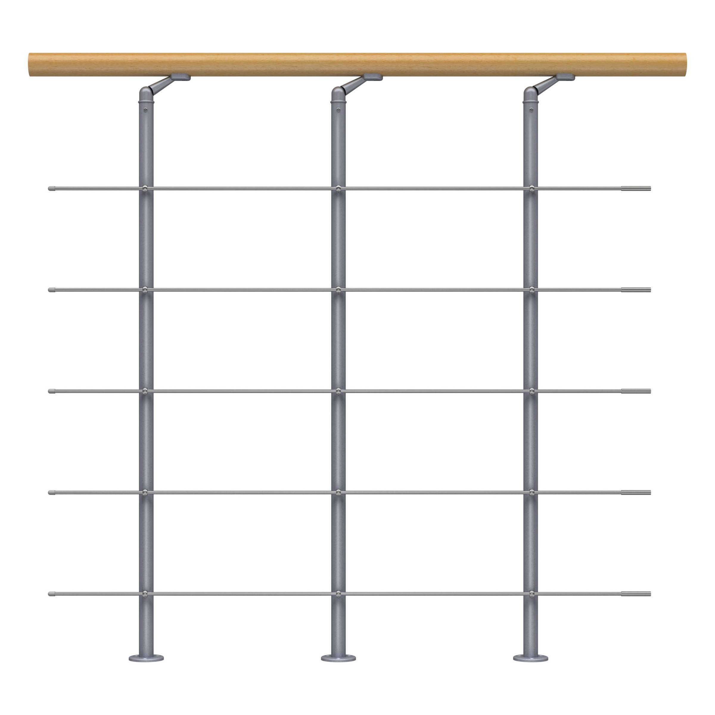 Dolle Brüstungsgeländer Edelstahl Erweiterungs-Set in Ahorn Unterkonstruktion Perlgrau - Cork, Dublin, Basel