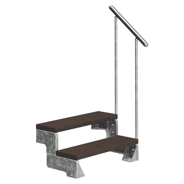 Dolle Außentreppe Gardentop 36-44cm Geschosshöhe mit Trimax dunkelbraun 80cm breit mit Geländer Dolle Außentreppe Gardentop 36-44cm Geschosshöhe mit Trimax dunkelbraun 80cm breit mit Geländer